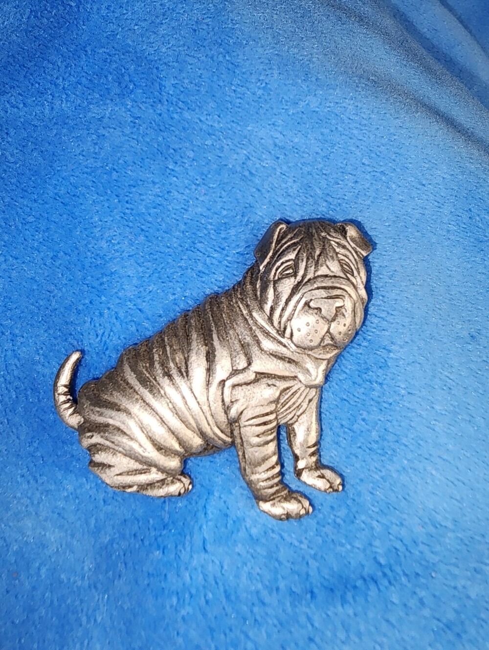 Vintage 80's Pewter Shar-pei Dog Brooch/Pin By JONETTE JEWELRY JJ